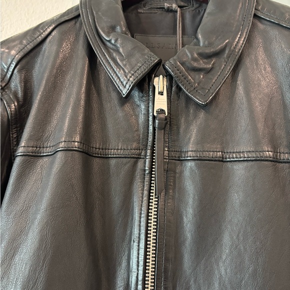 New! All Saint Vieno Black Leather Jacket, Large